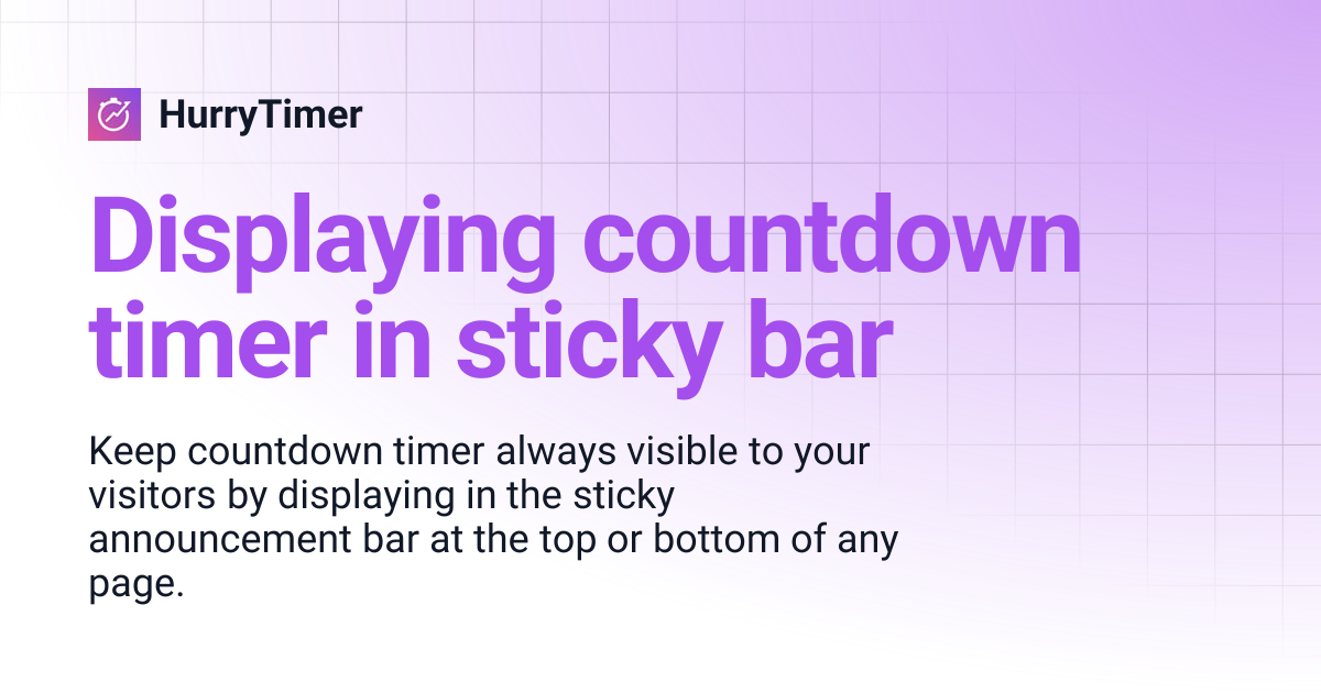 Displaying countdown timer in sticky bar | HurryTimer